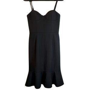 Whimsigoth Pinup Bustier Ruffle Bottom Midi Dress Size S